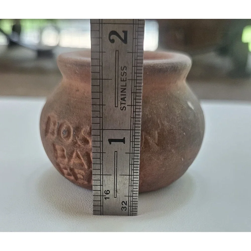 Vintage 1920 BOSTON Baked BEANS  Pottery Redware Miniature  Crock